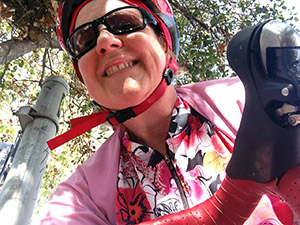 Laurie is all smiles during today's bike ride on the LA River bike path