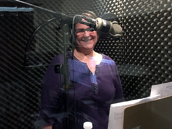 Laurie in the sound booth